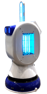 Robot desinfectante Servobot Sanitary UV desinfectante blanco y azul